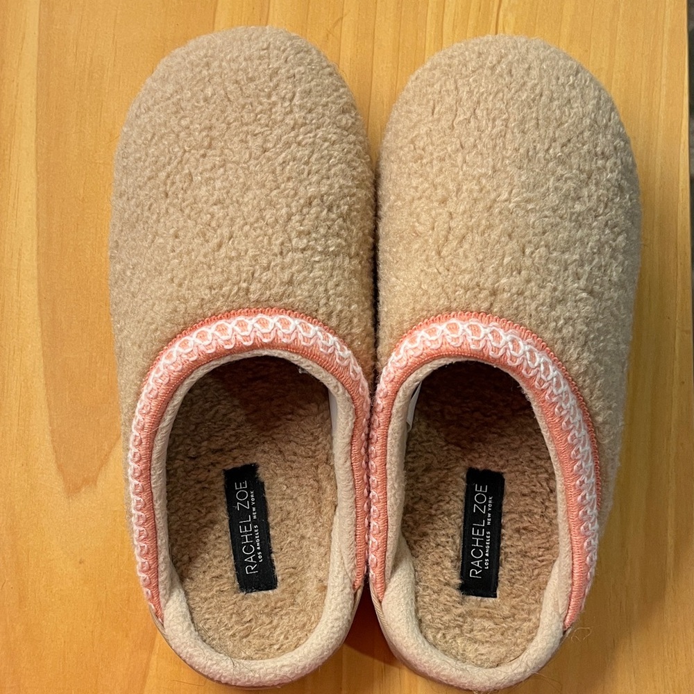Rachel Zoe Beige and Coral Slippers
